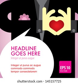 Love making by a man with the graphic style illustration. Vector illustration.
