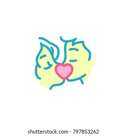 Love with male female couple kiss censored Icon. Simple Heart Illustration Line Style Logo Template Design 