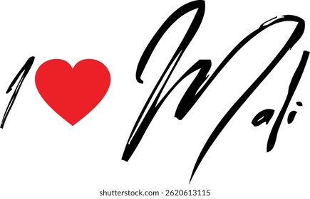 I Love Mali Country Name In Grunge Text Typography