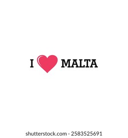 I Love Malta Europe Country Letter Vector Template