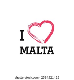 I Love Malta Europe Country Letter Vector Template