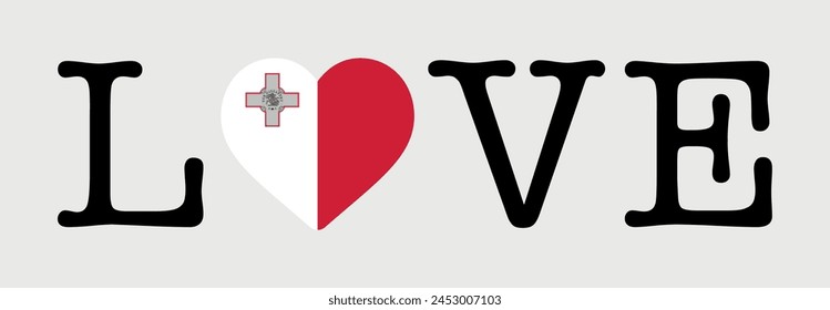 I Love Malta flag heart icon vector illustration