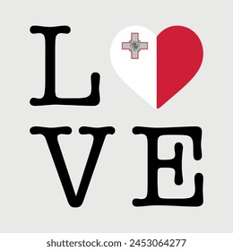 I Love Malta flag heart icon vector illustration