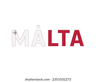 I love Malta, Malta Independence day, Love Malta, Malta, Love, 21 September, 21st September, Independence Day, National Day, Heart, Icon, National flag, Typographic Design Editable Vector Icon