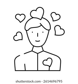 love man line icon vector. love man sign. isolated contour symbol black illustration