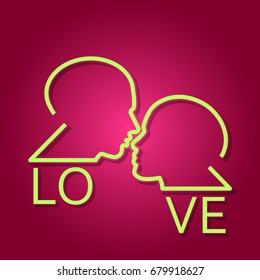 Love, Man and woman kiss. Passion cloud bubble conversation, vector