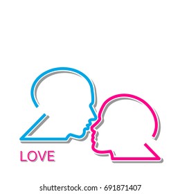 Love Man and woman kiss Passion cloud bubble conversation vector