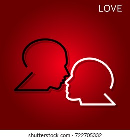 Love, Man and woman kiss. Passion cloud bubble conversation, vector