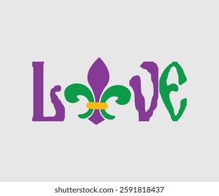 Love, Mardi Gras Design Idea, Retro Mardi Gras T-shirt - Fat Tuesday Carnival t shirt design