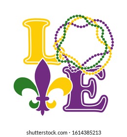 Love Mardi Gras sign svg Letters for Monogram