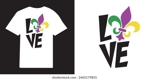 Love Mardi Gras  T-shirt Design | Mardi Gras Design Idea |  Retro Mardi Gras T-shirt - Fat Tuesday Carnival t shirt design 