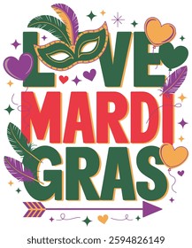 Love Mardi Gras Typography design