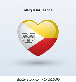Love Marquesas Islands symbol. Heart flag icon. Vector illustration.