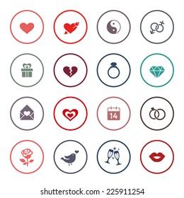 Love, marriage, engagement and Valentin's day icon set