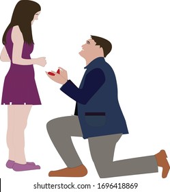 Love marriage proposal couple vector illustration