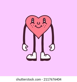 Love mascot character, illustration for t-shirt, poster, sticker, or apparel merchandise. With retro cartoon style.