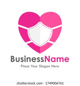 Liebesmaske, Vektorlogo-Vorlage. Geeignet für Business, Web, Gesundheit, Liebe, Kunst und Design