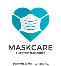 Love mask vector logo template. This design use protection symbol. Suitable for medical.