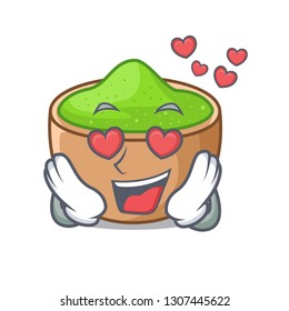 In love matcha powder above glass cartoon table