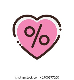 Love Math Percent Modern Icon Vector for social media, Stories, Logos, professional presentations at school and companies, advertising campaigns, brands, badges, stickers, decor, and other smart uses