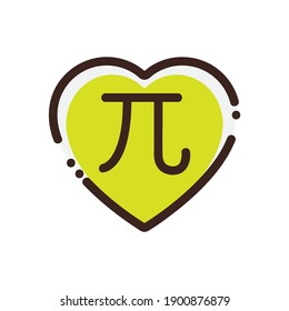 Love Math Pi Number Modern Icon Vector for social media, Stories, Logos, professional presentations at school and companies, advertising campaigns, brands, badges, stickers, and other smart uses