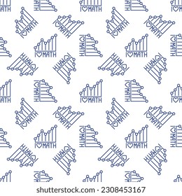 I Love Math vector Mathematics Graph concept thin line seamless pattern