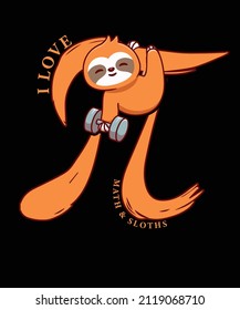
I Love Maths and Sloths T shirt design