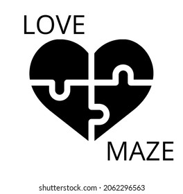 love maze, a heart shaped maze - love and relationship concept icon for apps, websites, cards, mock up mug, t shirt design, poster