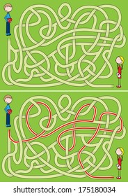 Love maze for kids with a solution