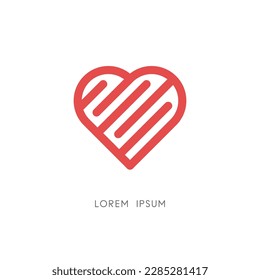 Love maze logo - heart outline and labyrinth symbol