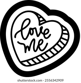 love me candy heart valentines day black vector graphic design and cut file