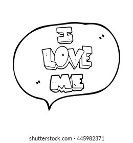 i love me freehand drawn speech bubble cartoon symbol