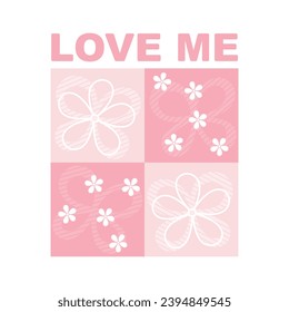 love me slogan on flowers illustration