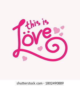 Love me text quote design with pink color. vector illustration
