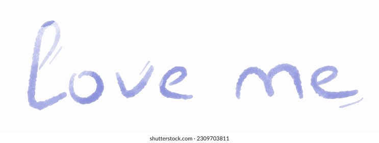 Love me text written in watercolor brush style. Illustration vector art. Heart shaped lettering