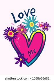 love me, t-shirt print poster vector illustration