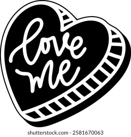 love me valentines day quote black vector graphic design and cut file