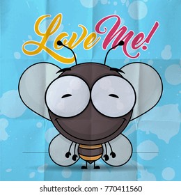 LOVE ME. Vector illustration with cute cartoon bey character.