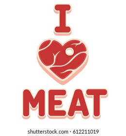 Me encanta la ilustración de la carne con carne en forma de corazón, el divertido afiche de caricaturas o la impresión.