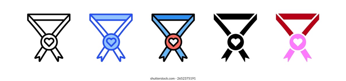 Colección de icono de medalla de amor con múltiples estilos