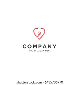 love medical, health heart logo design, vector icon