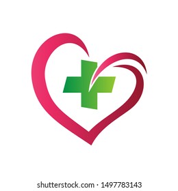 Love Medical Logo Design Vector