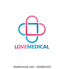 Love Medical Logo Template Design