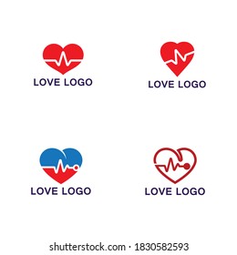 Love with Medical Pulse logo concept. Health love Creative Logo