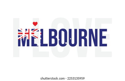 I love Melbourne typographic design, Australiaian flag in Sydney, corporate design, Australia City, I love Melbourne typography, Melbourne, capital of victoria, coastal capital, Melbourne, Eps, Vector