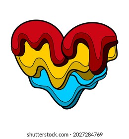 Love Melted Streetwear Design Red Blue and Yellow Color Commercial Use