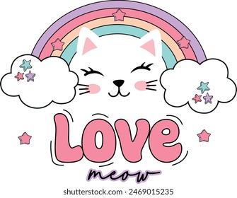 LOVE MEOW RAINBOW CUTE STAR MAGIC