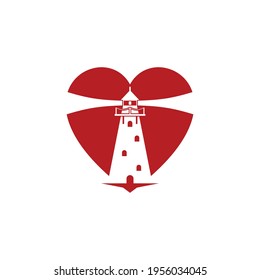 Logotipo Love Mercusuar diseño ilustración vectorial, plantilla de diseño de logotipo Creative Mercusuar, iconos de símbolos
