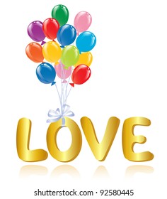 Love message with balloons.