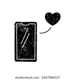 Love message black hand drawn icon in grunge look